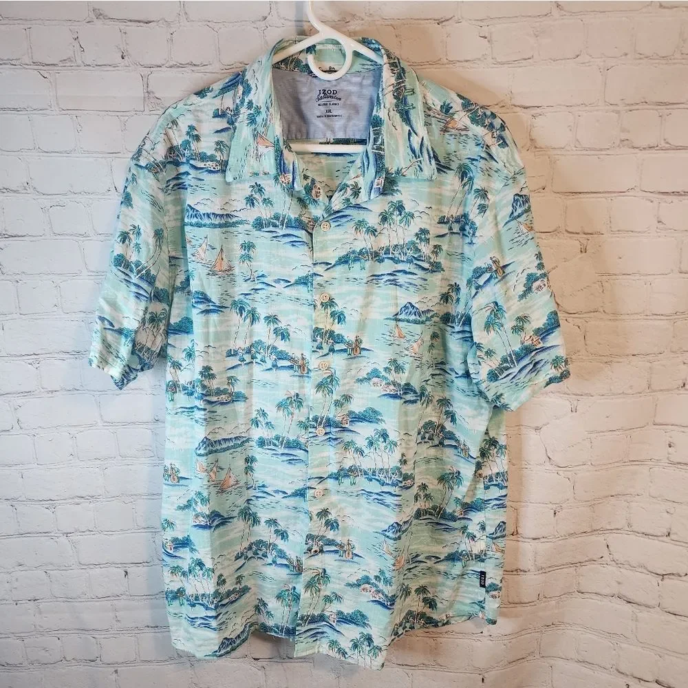 Men's Izod Salterwater Hawaiian Shirt, size XXL